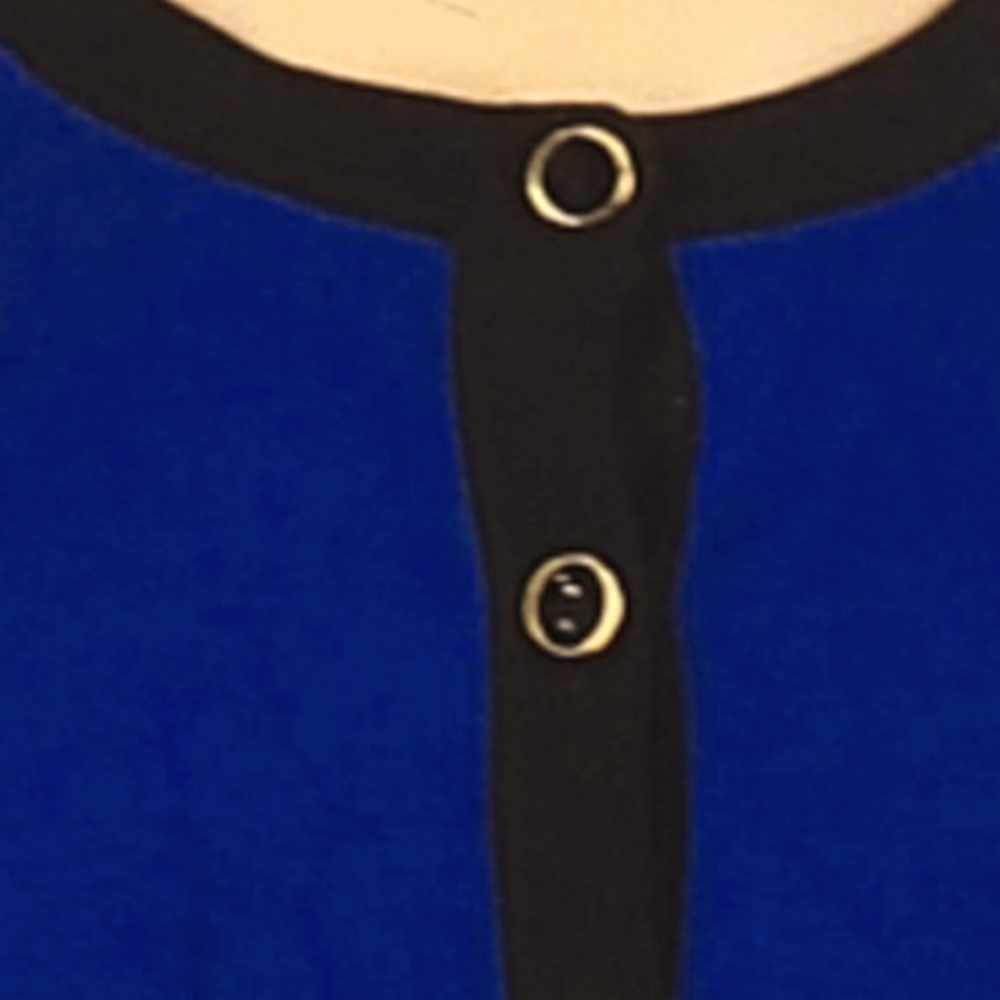 💙 Beautifully Tailored Cobalt Blue & Black Color Block Sweater Cardigan - M - Picture 7 of 12